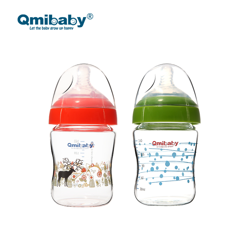 High borosilicate Wide-neck baby glass feeding bottle milk bottle